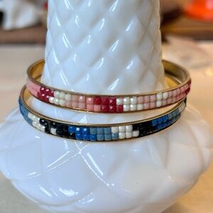 Mosaic acrylic beaded gold-toned bangle bracelets Modern Boho